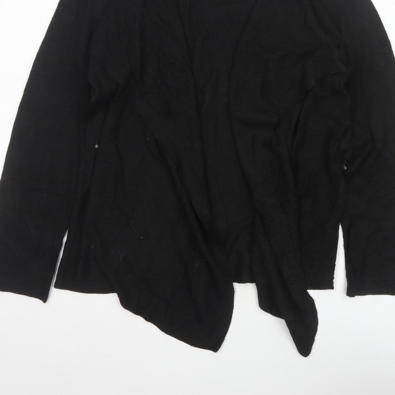 Design History Women’s Black Size 14 Open Waterfall Knit Cardigan