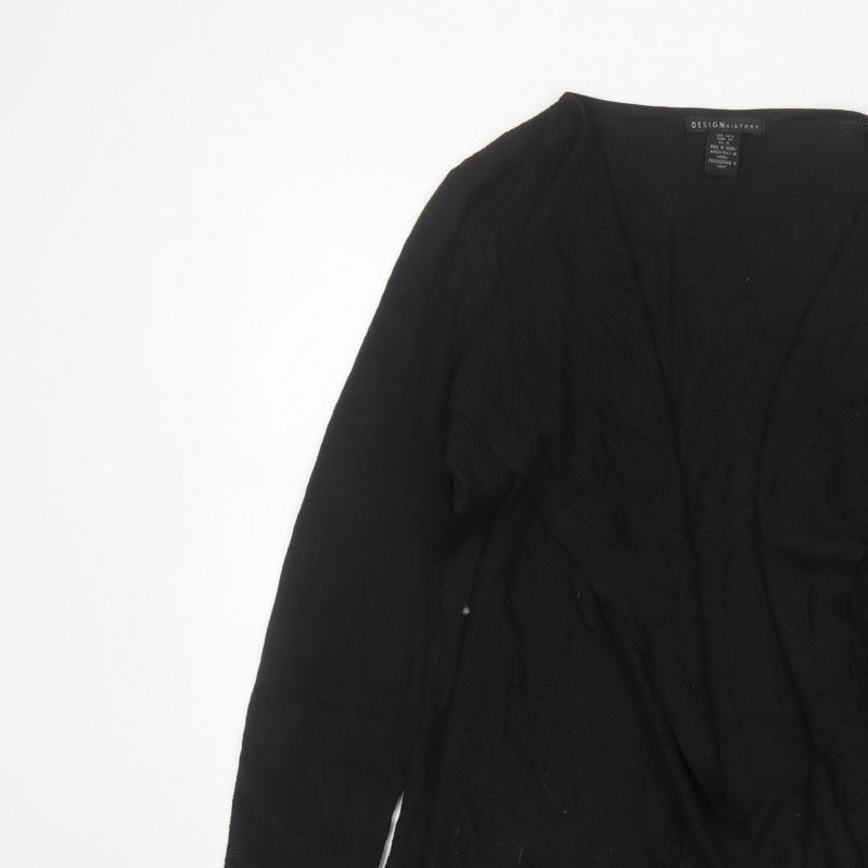 Design History Women’s Black Size 14 Open Waterfall Knit Cardigan