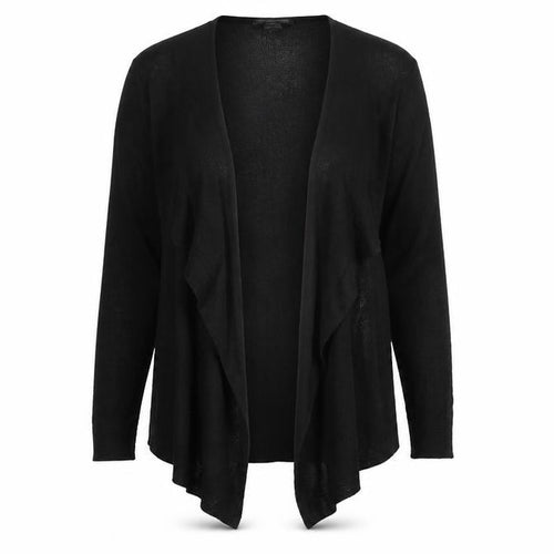 Design History Women’s Black Size 14 Open Waterfall Knit Cardigan