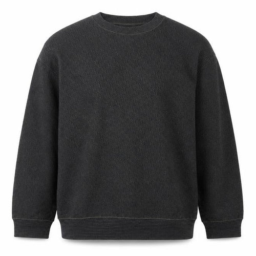 Marks and Spencer Men's Grey XL Merino Wool Blend Geometric Crew Jumper
