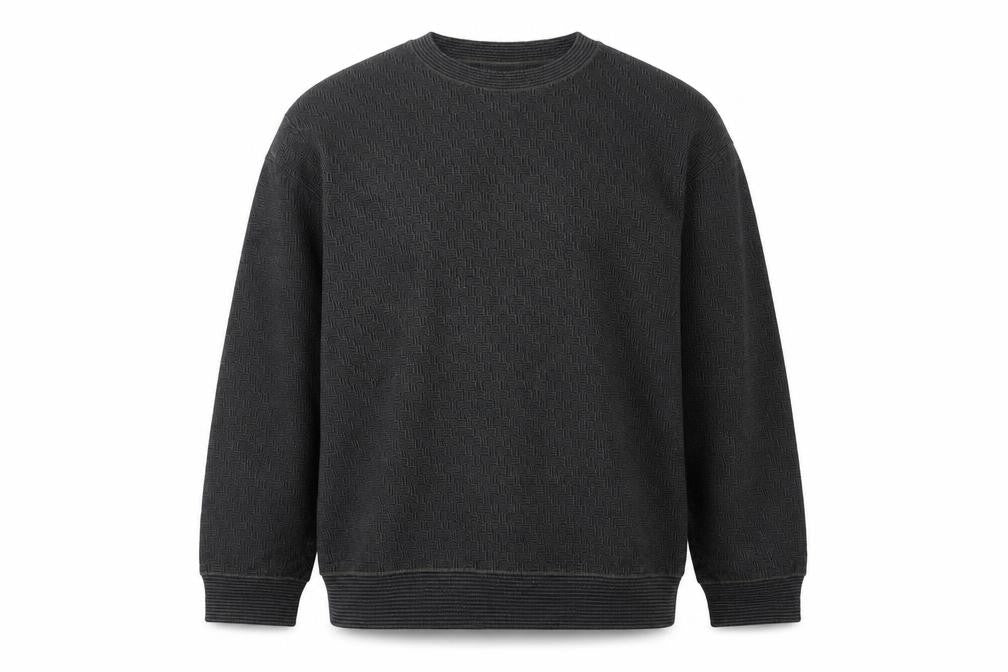 Marks and Spencer Men's Grey XL Merino Wool Blend Geometric Crew Jumper
