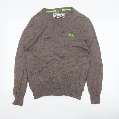 Superdry Men’s Brown M Cashmere Cotton Logo Crew Neck Jumper