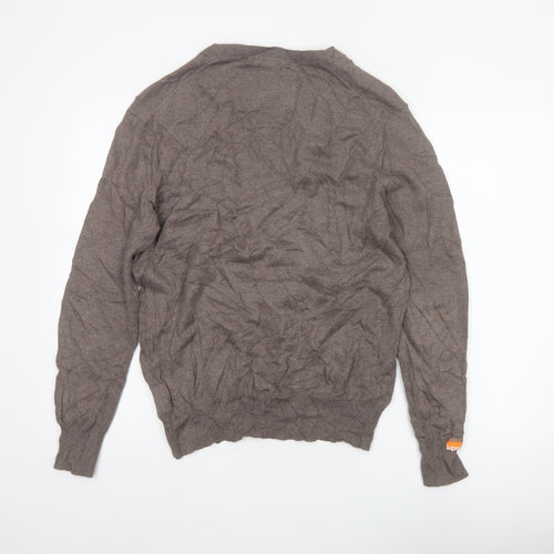 Superdry Men’s Brown M Cashmere Cotton Logo Crew Neck Jumper