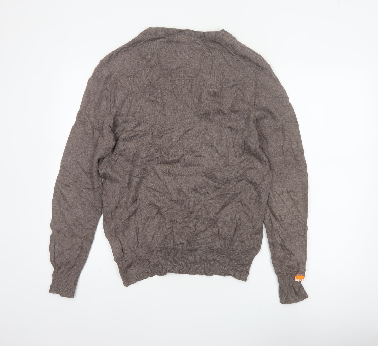 Superdry Men’s Brown M Cashmere Cotton Logo Crew Neck Jumper
