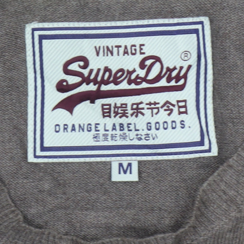 Superdry Men’s Brown M Cashmere Cotton Logo Crew Neck Jumper