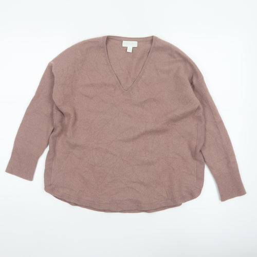 White Label Women’s Beige Cashmere V-Neck Pullover Jumper UK S