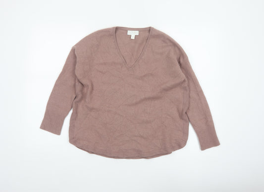 White Label Women’s Beige Cashmere V-Neck Pullover Jumper UK S