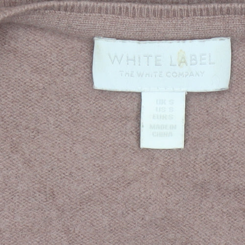 White Label Women’s Beige Cashmere V-Neck Pullover Jumper UK S