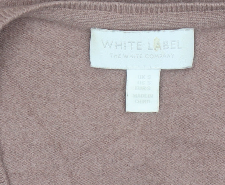 White Label Women’s Beige Cashmere V-Neck Pullover Jumper UK S