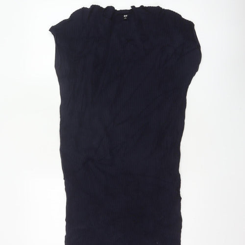 Uniqlo Women Blue S Rib Knit Cotton Jumper Dress Cap Sleeve