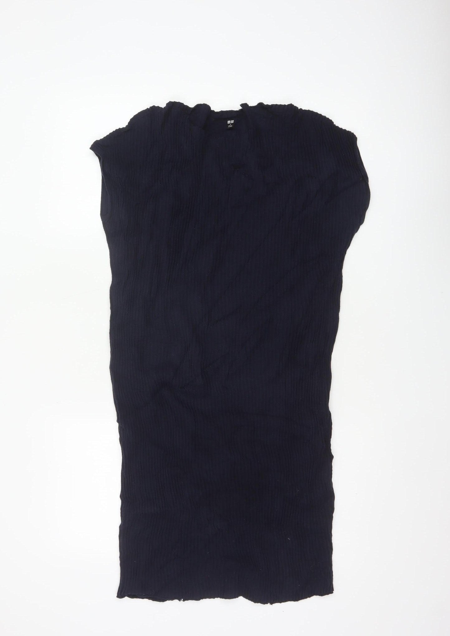 Uniqlo Women Blue S Rib Knit Cotton Jumper Dress Cap Sleeve