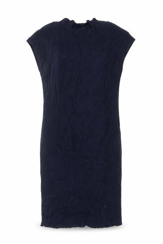 Front view of Uniqlo Women Blue S Rib Knit Cotton Jumper Dress Cap Sleeve