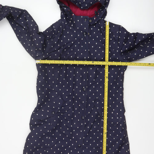 Joules Women’s Blue Polka Dot Waterproof Hooded Rain Coat UK 12