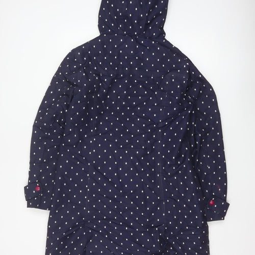 Joules Women’s Blue Polka Dot Waterproof Hooded Rain Coat UK 12