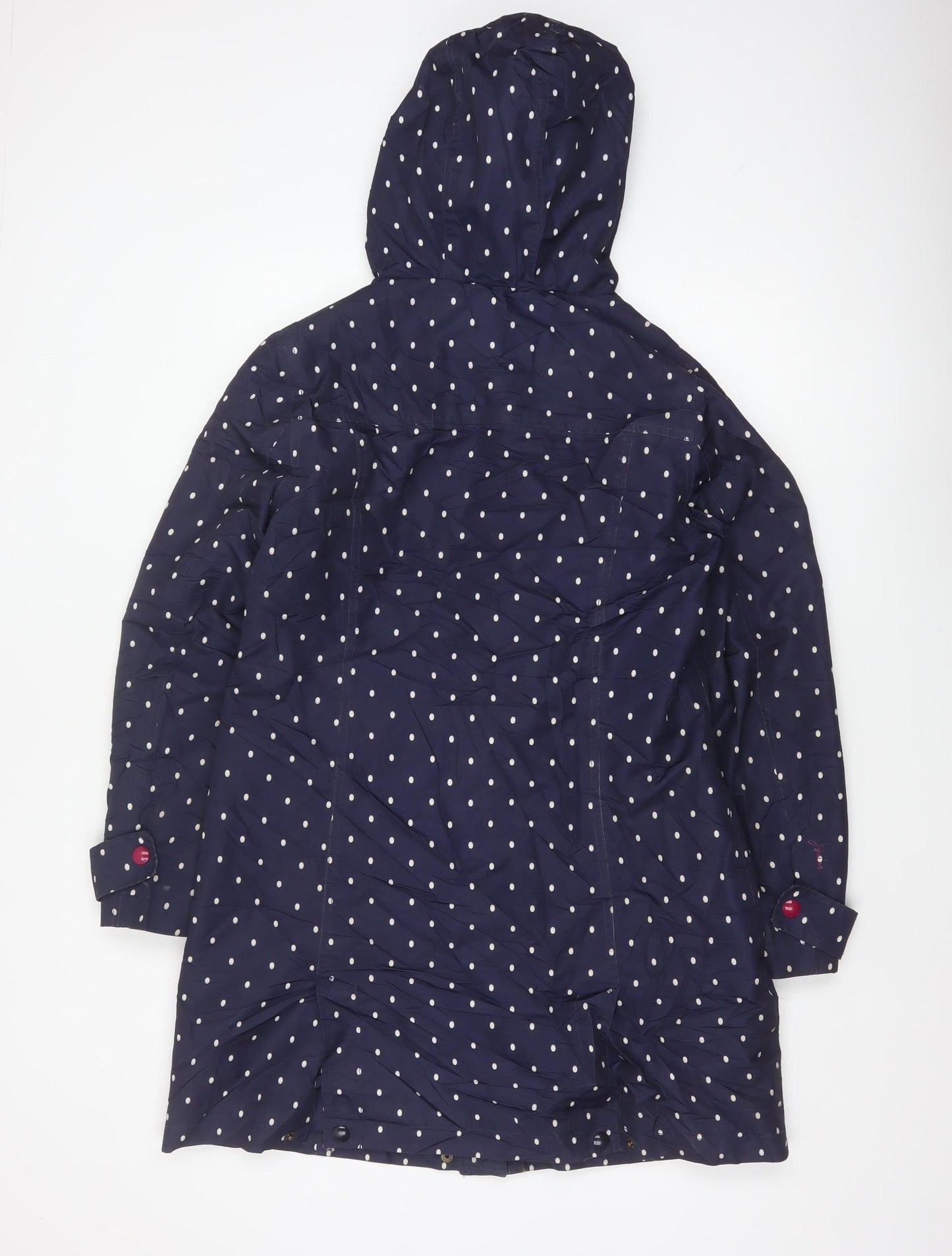Joules Women’s Blue Polka Dot Waterproof Hooded Rain Coat UK 12
