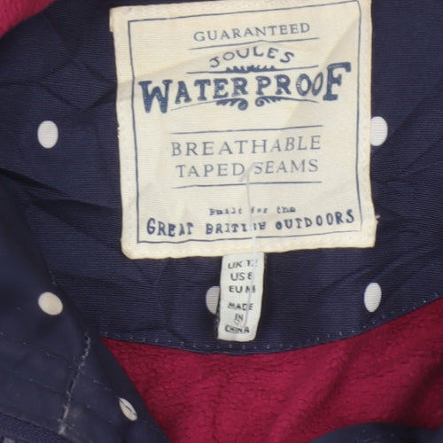 Joules Women’s Blue Polka Dot Waterproof Hooded Rain Coat UK 12
