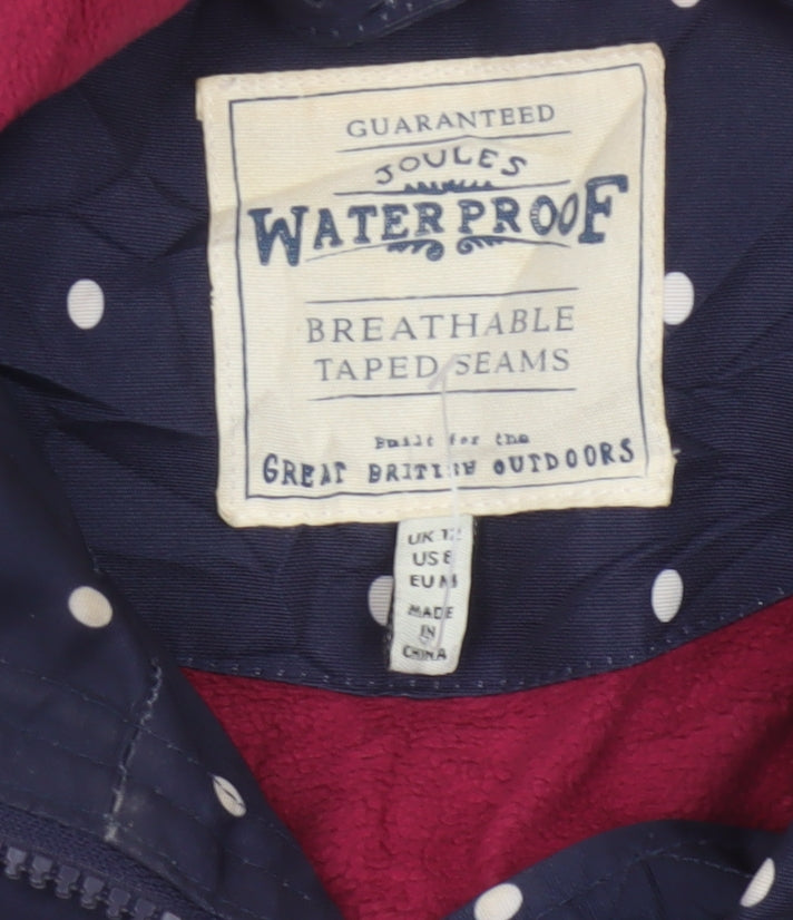 Joules Women’s Blue Polka Dot Waterproof Hooded Rain Coat UK 12