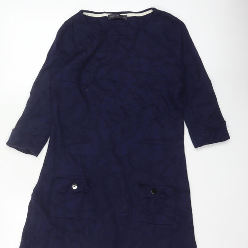 Marks and Spencer Women Blue UK 12 Knit Jumper Dress Pockets