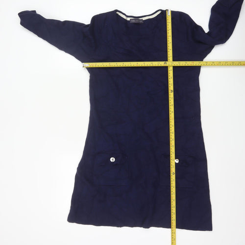 Marks and Spencer Women Blue UK 12 Knit Jumper Dress Pockets