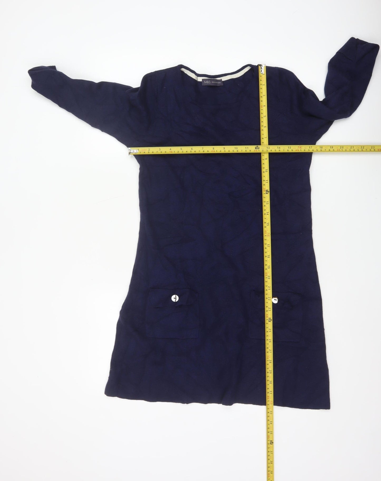 Marks and Spencer Women Blue UK 12 Knit Jumper Dress Pockets