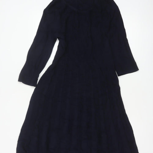 Per Una Women Blue UK 12 Knit Jumper Dress Round Neck 3/4 Sleeve