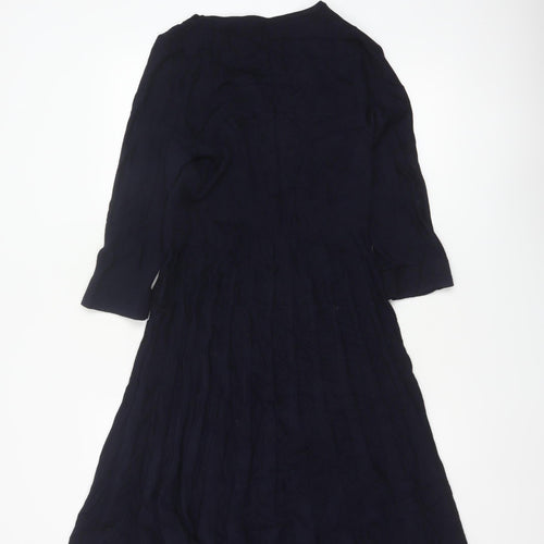 Per Una Women Blue UK 12 Knit Jumper Dress Round Neck 3/4 Sleeve