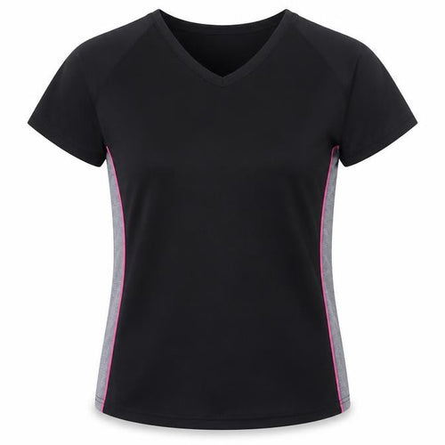 Marks & Spencer Women Black Size 14 Basic Sports T-Shirt Pink Trim
