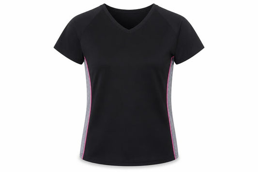 Marks & Spencer Women Black Size 14 Basic Sports T-Shirt Pink Trim