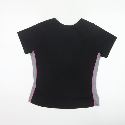 Marks & Spencer Women Black Size 14 Basic Sports T-Shirt Pink Trim