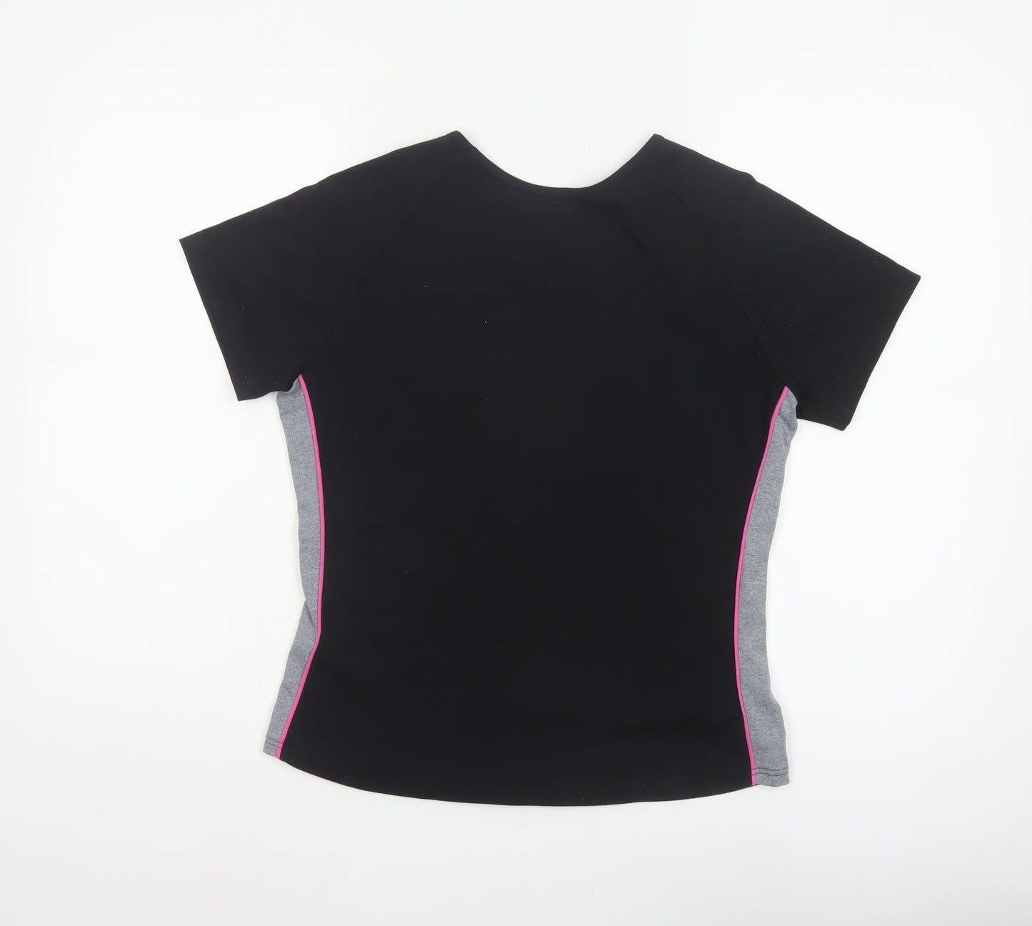 Marks & Spencer Women Black Size 14 Basic Sports T-Shirt Pink Trim