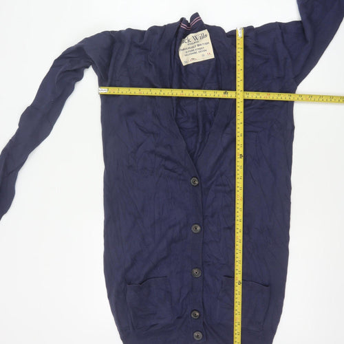 Jack Wills Women’s Blue Size 14 Cotton V-Neck Button Cardigan