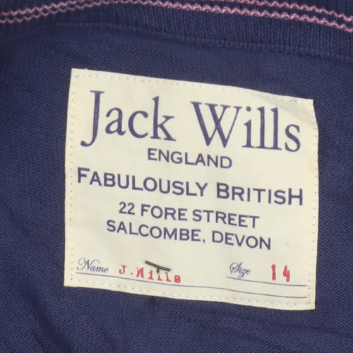 Jack Wills Women’s Blue Size 14 Cotton V-Neck Button Cardigan