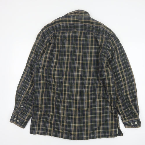 Champion Men's Green Check Lined Long Sleeve Button-Up Shirt M