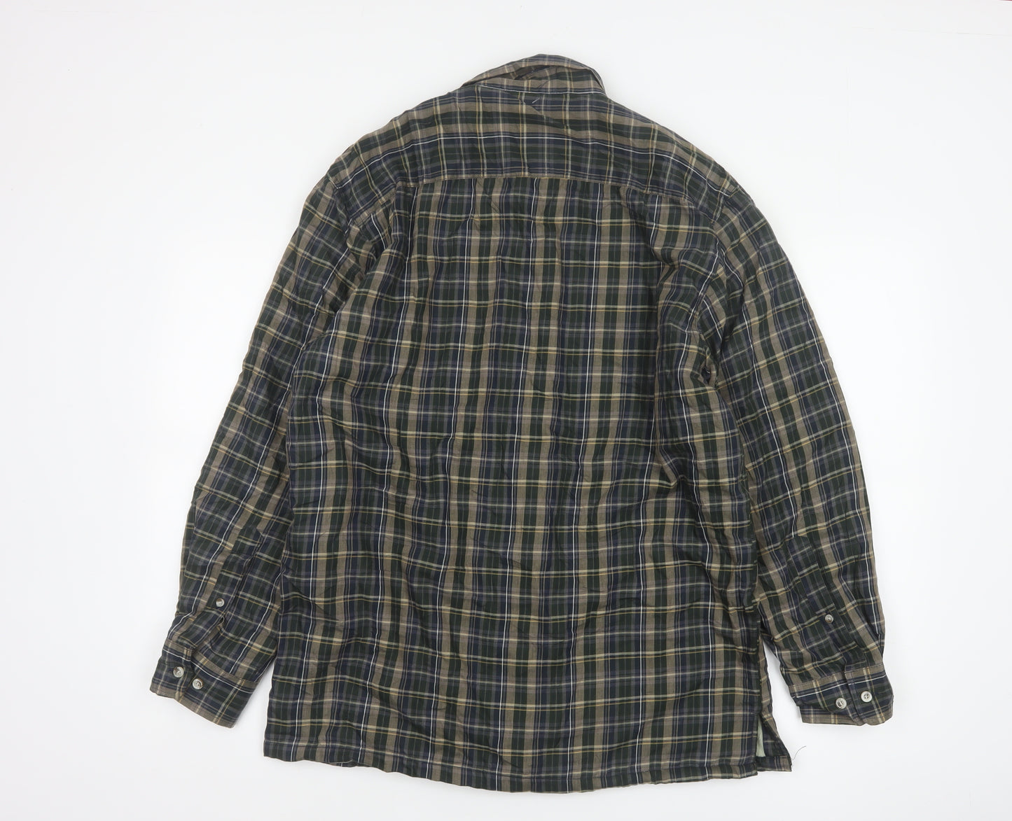 Champion Men's Green Check Lined Long Sleeve Button-Up Shirt M