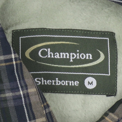 Champion Men's Green Check Lined Long Sleeve Button-Up Shirt M