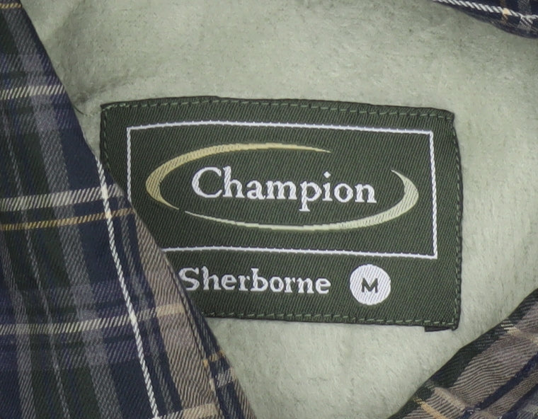 Champion Men's Green Check Lined Long Sleeve Button-Up Shirt M