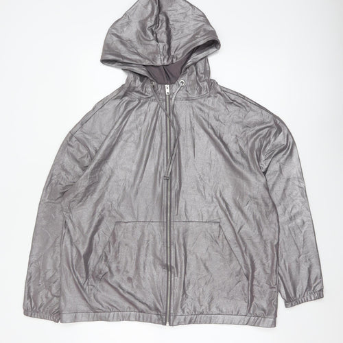 H&M Coachella Women’s Grey Metallic Full Zip Hooded Hoodie L