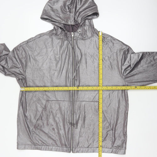 H&M Coachella Women’s Grey Metallic Full Zip Hooded Hoodie L
