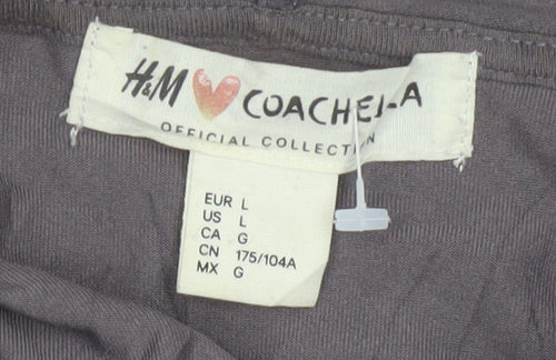 H&M Coachella Women’s Grey Metallic Full Zip Hooded Hoodie L