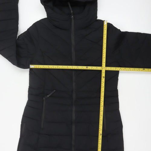 Goodmove Women’s Black UK 14 Long Hooded Puffer Jacket Quilted