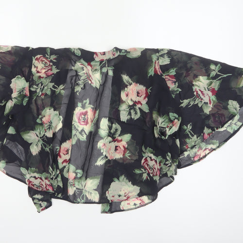 New Look Women’s Black Floral Kimono Blouse Size 8 Sheer Chiffon