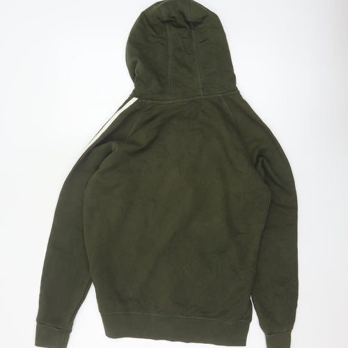 Adidas Women Green UK 16 Full Zip Hooded Logo Sweatshirt