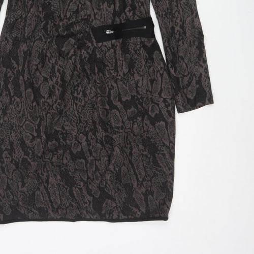 Joseph Ribkoff Women Grey Animal Print UK 12 Sheath Zip Dress