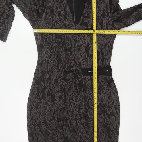 Joseph Ribkoff Women Grey Animal Print UK 12 Sheath Zip Dress