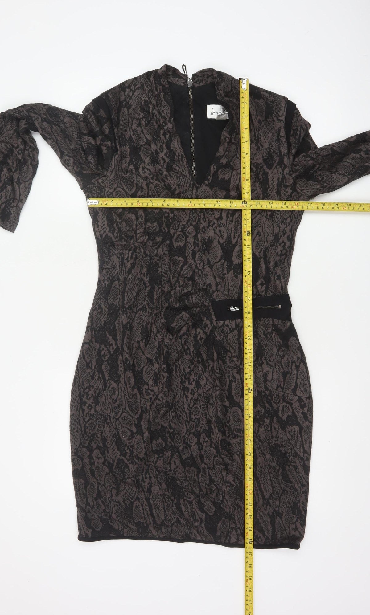Joseph Ribkoff Women Grey Animal Print UK 12 Sheath Zip Dress