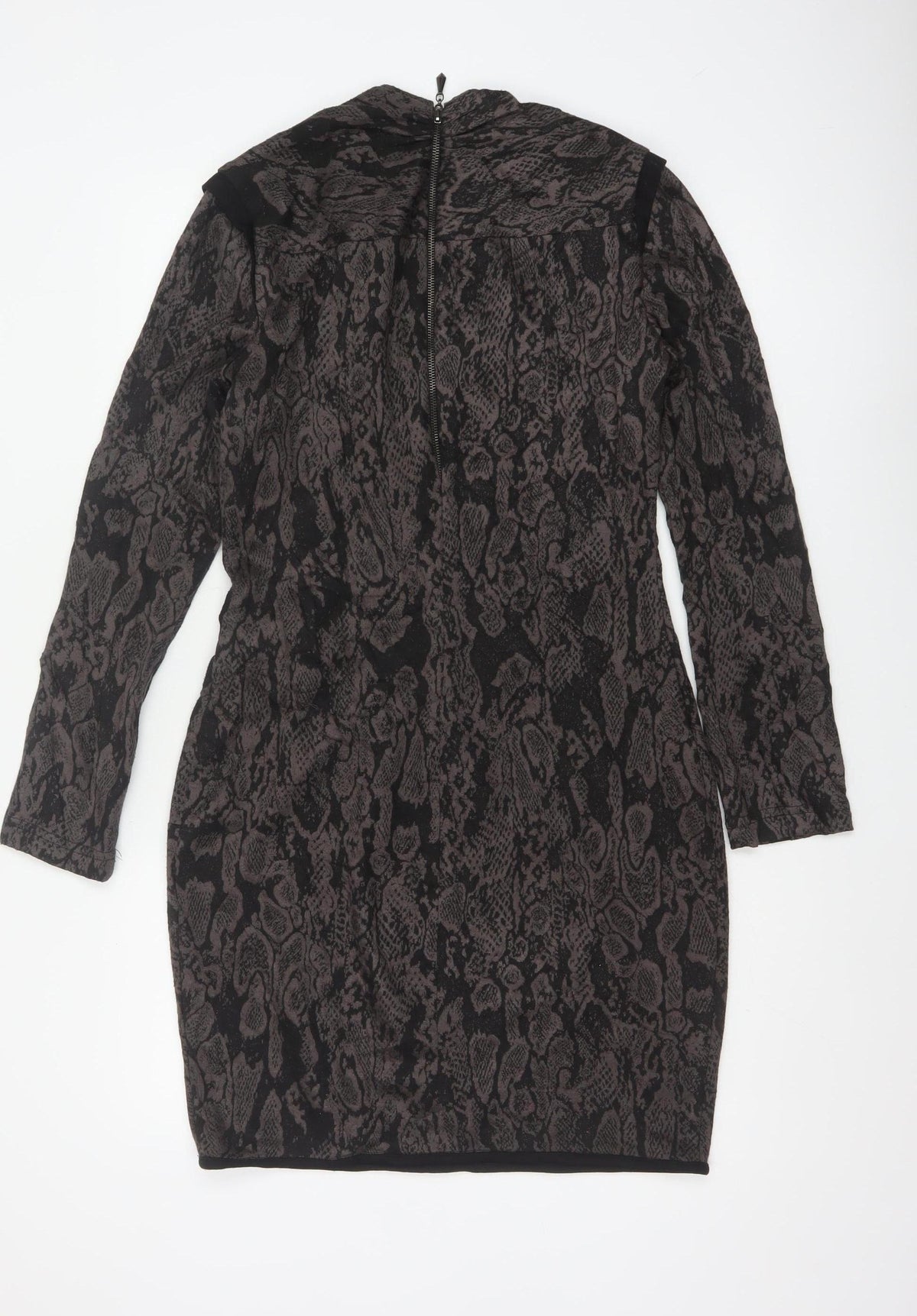 Joseph Ribkoff Women Grey Animal Print UK 12 Sheath Zip Dress