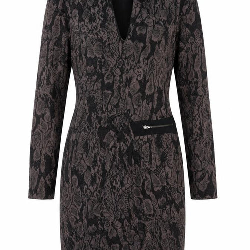 Joseph Ribkoff Women Grey Animal Print UK 12 Sheath Zip Dress
