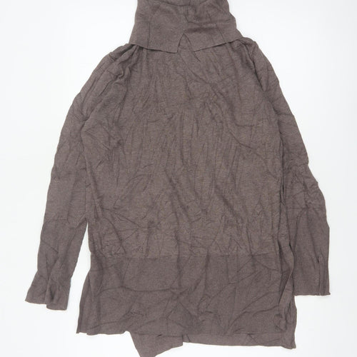 Modern Rarity Women’s Brown M Cowl Neck Cotton Blend Knit Jumper