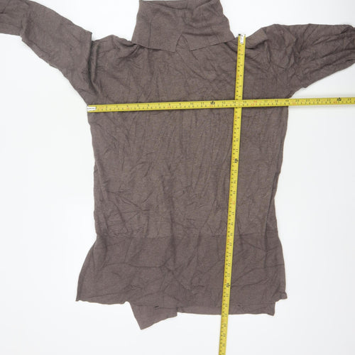 Modern Rarity Women’s Brown M Cowl Neck Cotton Blend Knit Jumper