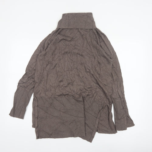 Modern Rarity Women’s Brown M Cowl Neck Cotton Blend Knit Jumper